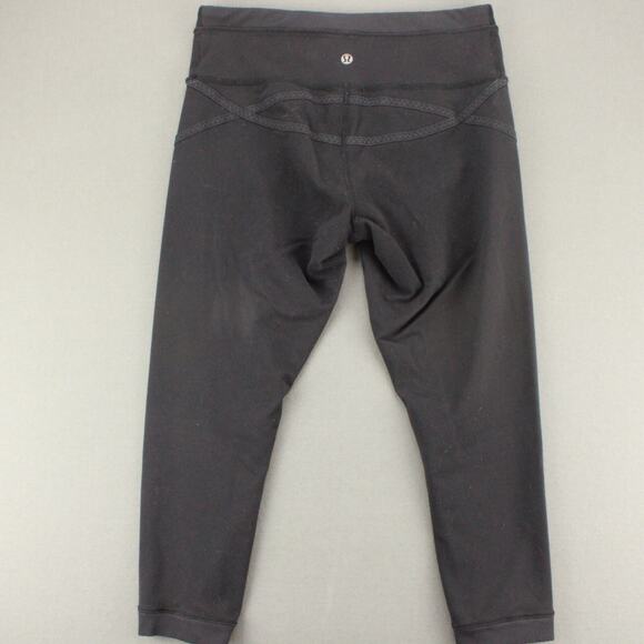 Lululemon Black Cropped Leggings Womens 8 Athletic Capris - Picture 8 of 8